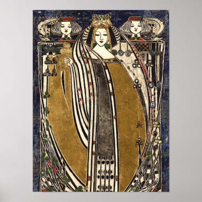 Poster Rainha de Clubs por Margaret Macdonald Mackintosh (Frente)