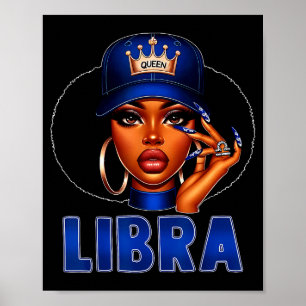 Poster Rainha de Libra Mulher Negra Com Coroa De Capelo A