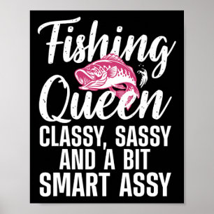 Poster Rainha Design De Pesca Engraçada Para Mulheres Moç