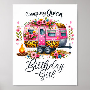 Poster Rainha do Acampamento de Aniversário Van Rosa Flor