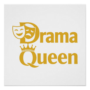 Póster Rainha do Drama – Design de Coroa e Máscara de Tea