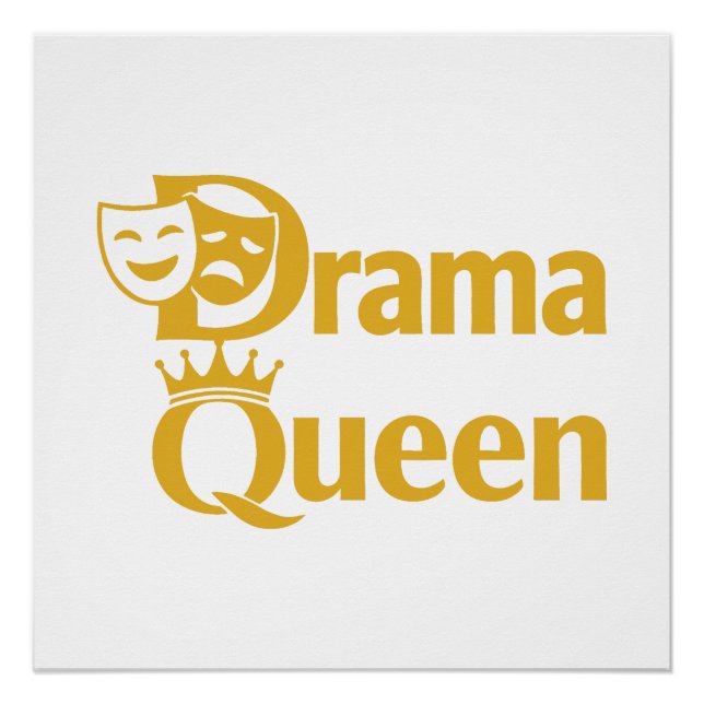 Póster Rainha do Drama – Design de Coroa e Máscara de Tea (Frente)