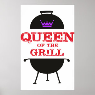 Poster Rainha Do Grill, Vermelho De Coroa Roxo