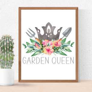 Poster Rainha do Jardim Boho Aquarela Jardineira 