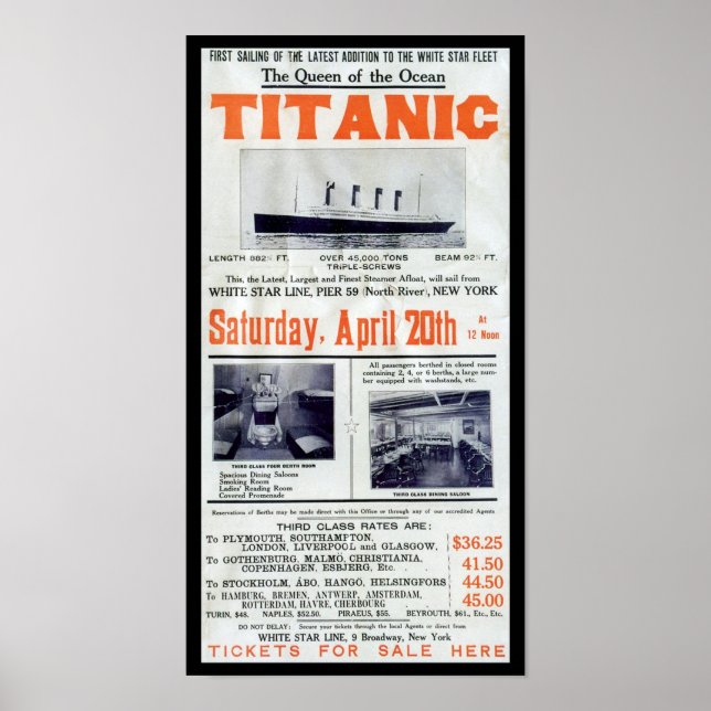Poster Rainha do Oceano Titanic - White Star Line (Frente)