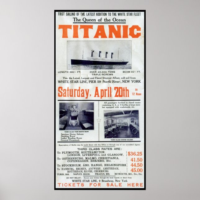 Poster Rainha do Oceano Titanic - White Star Line (Frente)