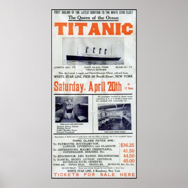 Poster Rainha do Oceano Titanic - White Star Line (Frente)