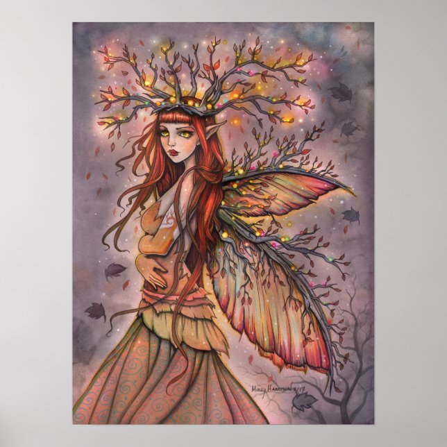 Poster Rainha do Outono Fada Fantasia Arte por Molly Harr (Frente)