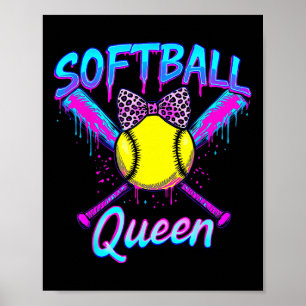 Poster Rainha do Softbol Gráfico Para Mulheres Meninas So