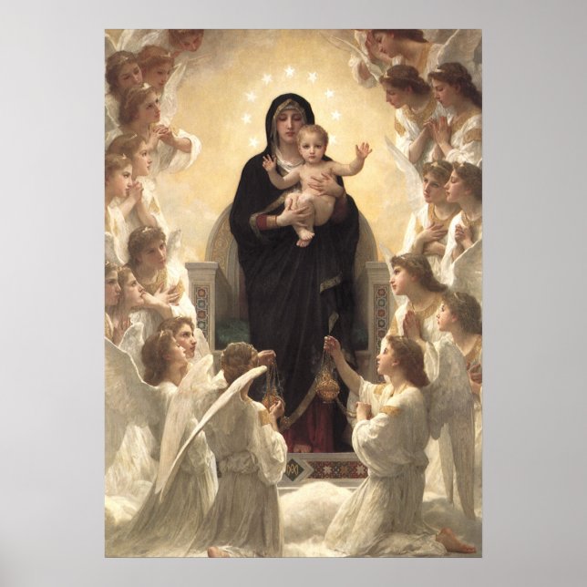 Póster Rainha dos Angels Regina Angelorum, de Bouguereau (Frente)
