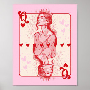Poster Rainha dos Corações - Arte de Papoila Rosa