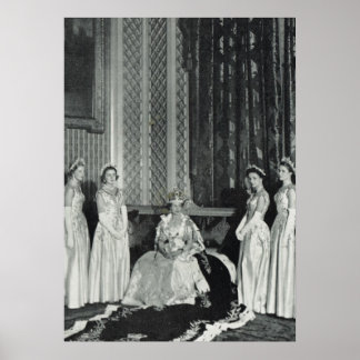 Póster Rainha Elizabeth e seus assistentes