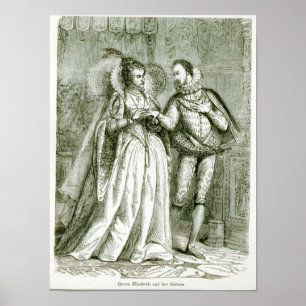 Póster Rainha Elizabeth e seus pretendentes