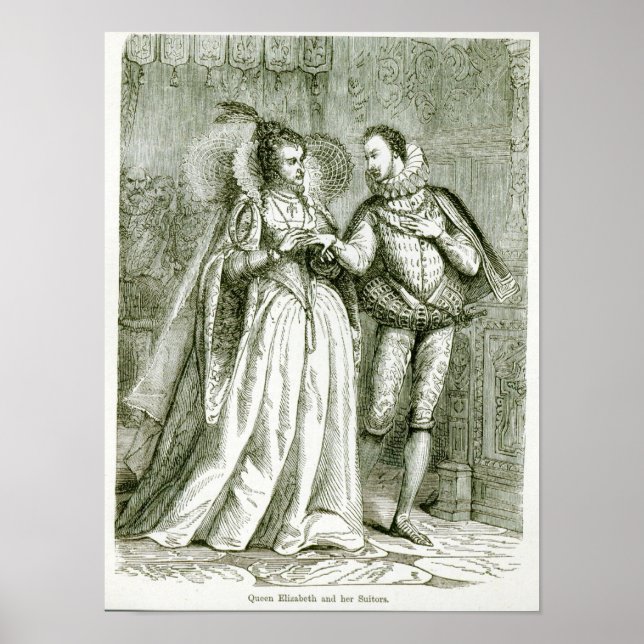 Póster Rainha Elizabeth e seus Suitors (Frente)