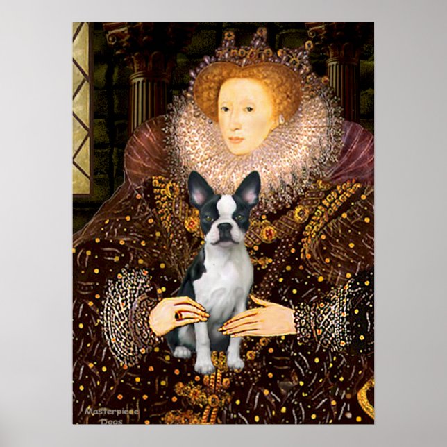 Póster Rainha Elizabeth I & Seu Boston Terrier (Frente)