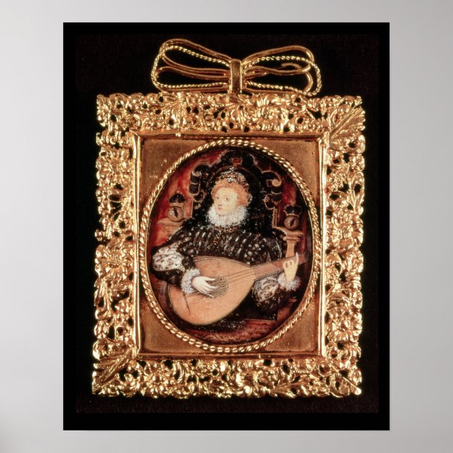 Poster Rainha Elizabeth I tocando lute (Frente)
