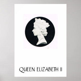 Póster Rainha Elizabeth II, desenho do alivio