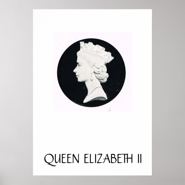 Póster Rainha Elizabeth II, desenho do alivio (Frente)