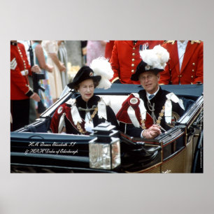 Póster Rainha Elizabeth II & príncipe Philip 1986