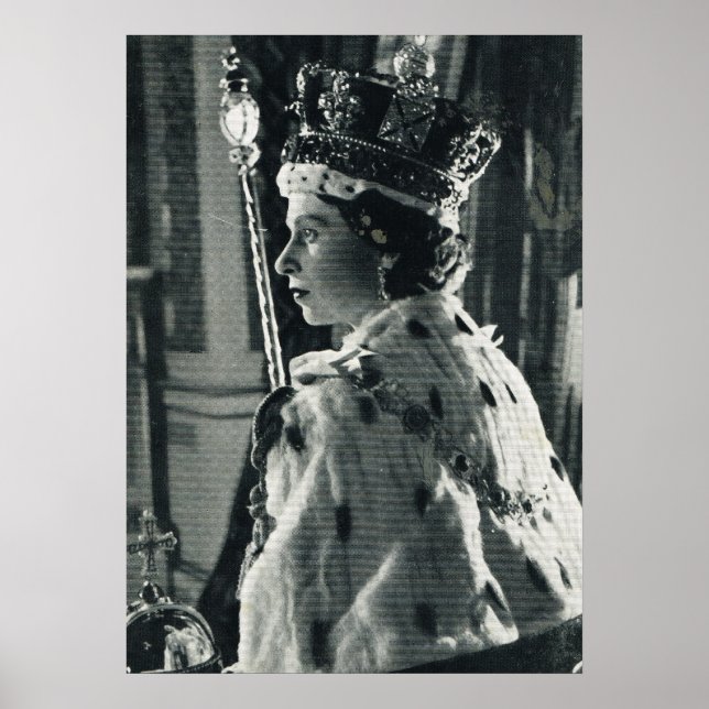 Póster Rainha Elizabeth II vestindo regalia (Frente)
