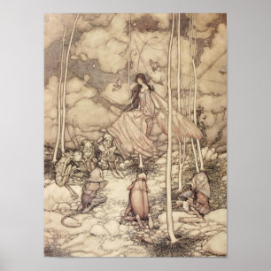 Poster Rainha Fada com Tonalidade Sépia com Criatura