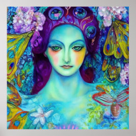 Poster Rainha Fada Encantada com Borboletas