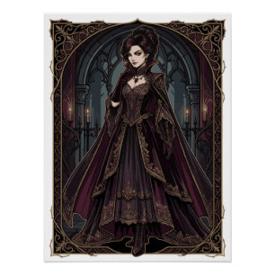 Póster Rainha Gótica Elegante Arte Sombria Vitoriana - Fa
