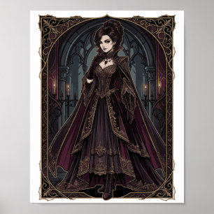 Poster Rainha Gótica Elegante Arte Sombria Vitoriana - Fa