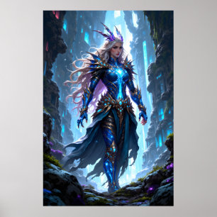 Poster Rainha guerreira de fantasia caminhando por um mís