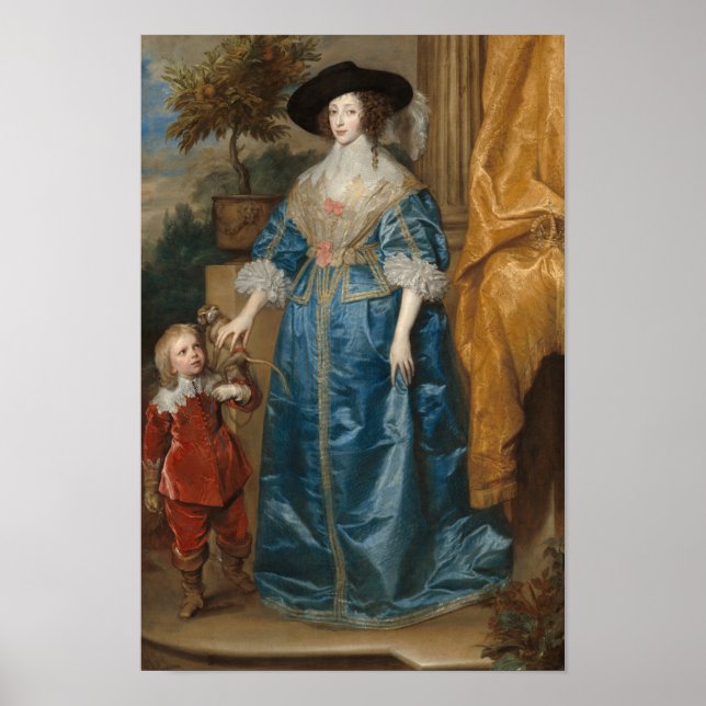 Poster Rainha Henrietta Maria com Sir Jeffrey Hudson (Frente)