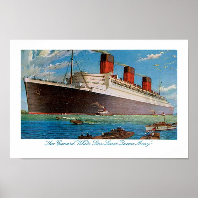 Póster Rainha Mary da Cunard White Star Line (Frente)