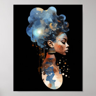 Poster Rainha Melanina Espiritual Afro-Americana Guerreir