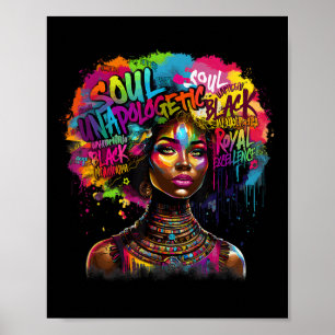 Poster Rainha Negra Afro Afrodescendente Melanina Mês da 