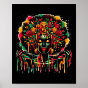 Poster Rainha Negra Afro Melanin Arte Colorida Jun
