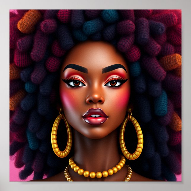 Poster Rainha negra, afrocentrada, magnificamente negra,  (Frente)