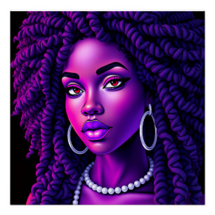 Póster Rainha Negra Melanina Afrocentrada Irmã Tranças Lo