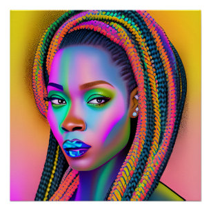 Póster Rainha Negra melanina Bela Americana Sista
