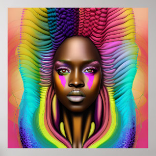 Poster Rainha Negra melanina Bela Americana Sista