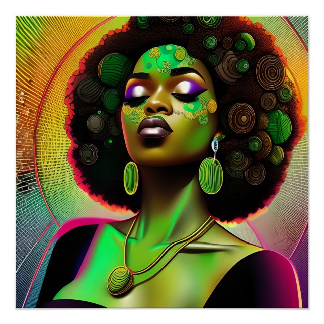 Póster Rainha Negra melanina Bela Americana Sista (Frente)