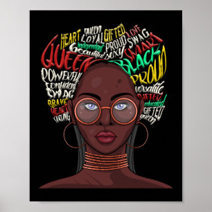 Poster Rainha Negra Para Mulheres Afetadas Naturais Afric