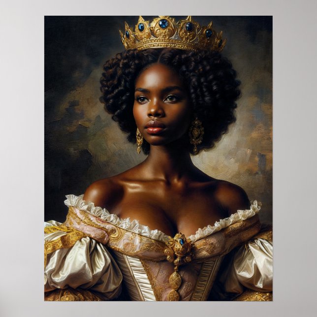 Poster Rainha Negra Usando Coroa Arte (Frente)