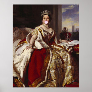Poster Rainha Victoria soprando uma pastilha elástica ros