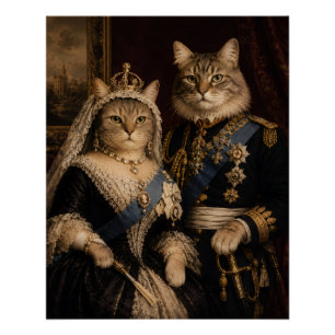 Póster Rainha Vitória e Gatos do Príncipe Alberto Retrato