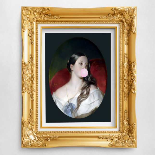 Póster Rainha Vitória soprando chiclete rosa (Criador carregado)
