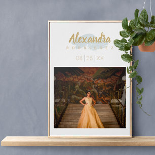 Poster Rainy Day Blue & Dourado Quinceanera