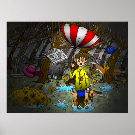 Poster Rainy e Windy no outono