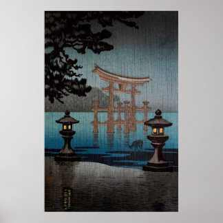 Poster Rainy Miyajima por Tsuchiya Koitsu