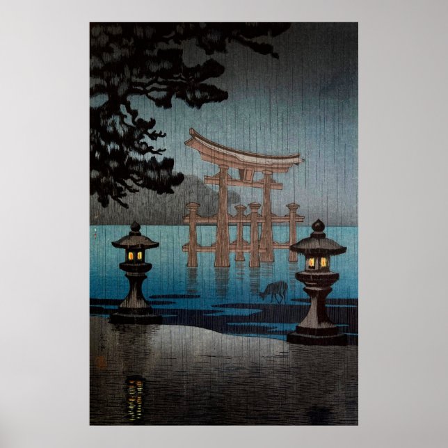 Poster Rainy Miyajima por Tsuchiya Koitsu (Frente)