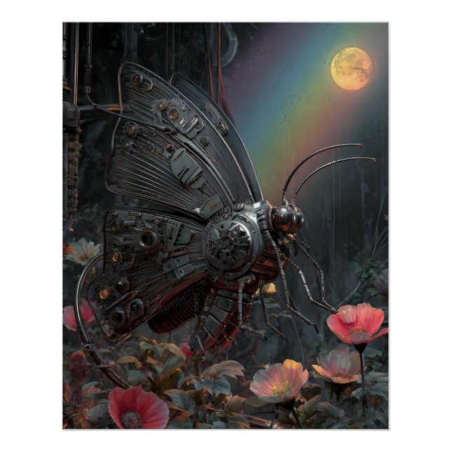 Póster Rainy Rainbow Butterfly Dark Floral Fantasy (Frente)