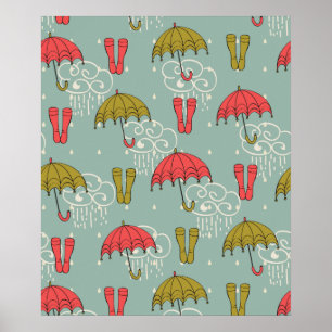 Póster Rainy Season Umbrella Design